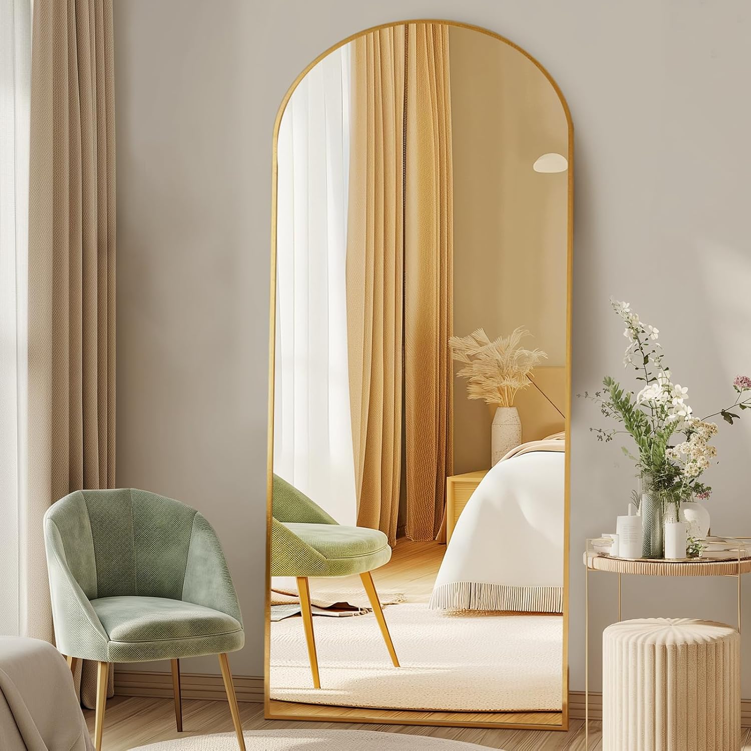 DUMOS gold arched full length floor mirror with aluminum alloy frame and shatterproof tempered glass for home decor Amazon pick | MyNestrova