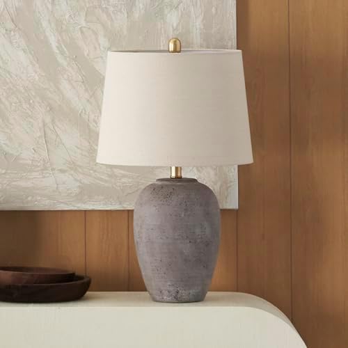 Rustic Farmhouse Ceramic Table Lamp with Beige Linen Shade – Japandi bedroom Amazon pick | MyNestrova